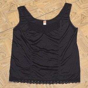 Heavenly Secrets black slip shirt with lace trim size XL/38